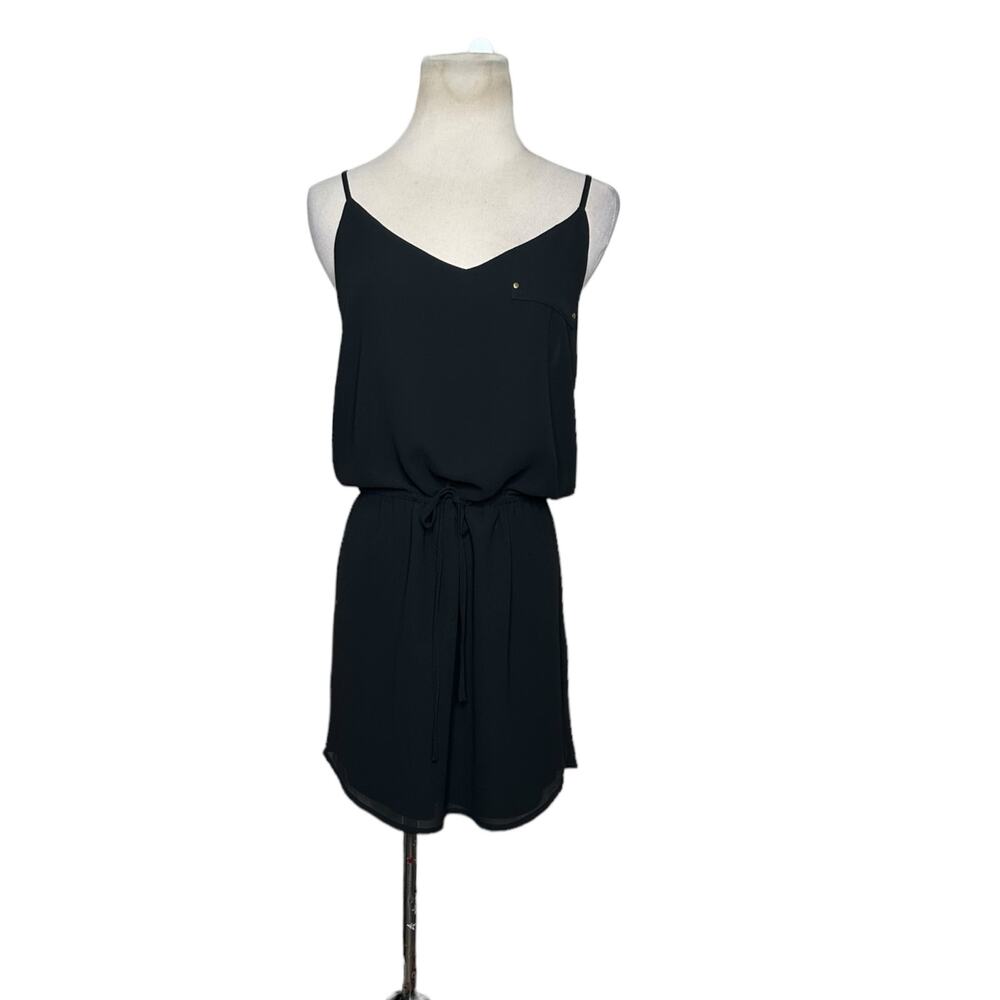 Norah black sleeveless waist tie mini dress size small